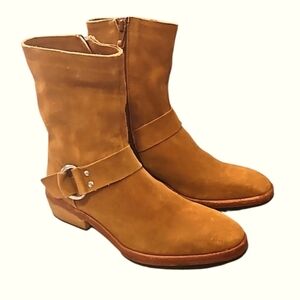 Free People Vienna Ankle Boots Tan Suede Zip up Women size 37
